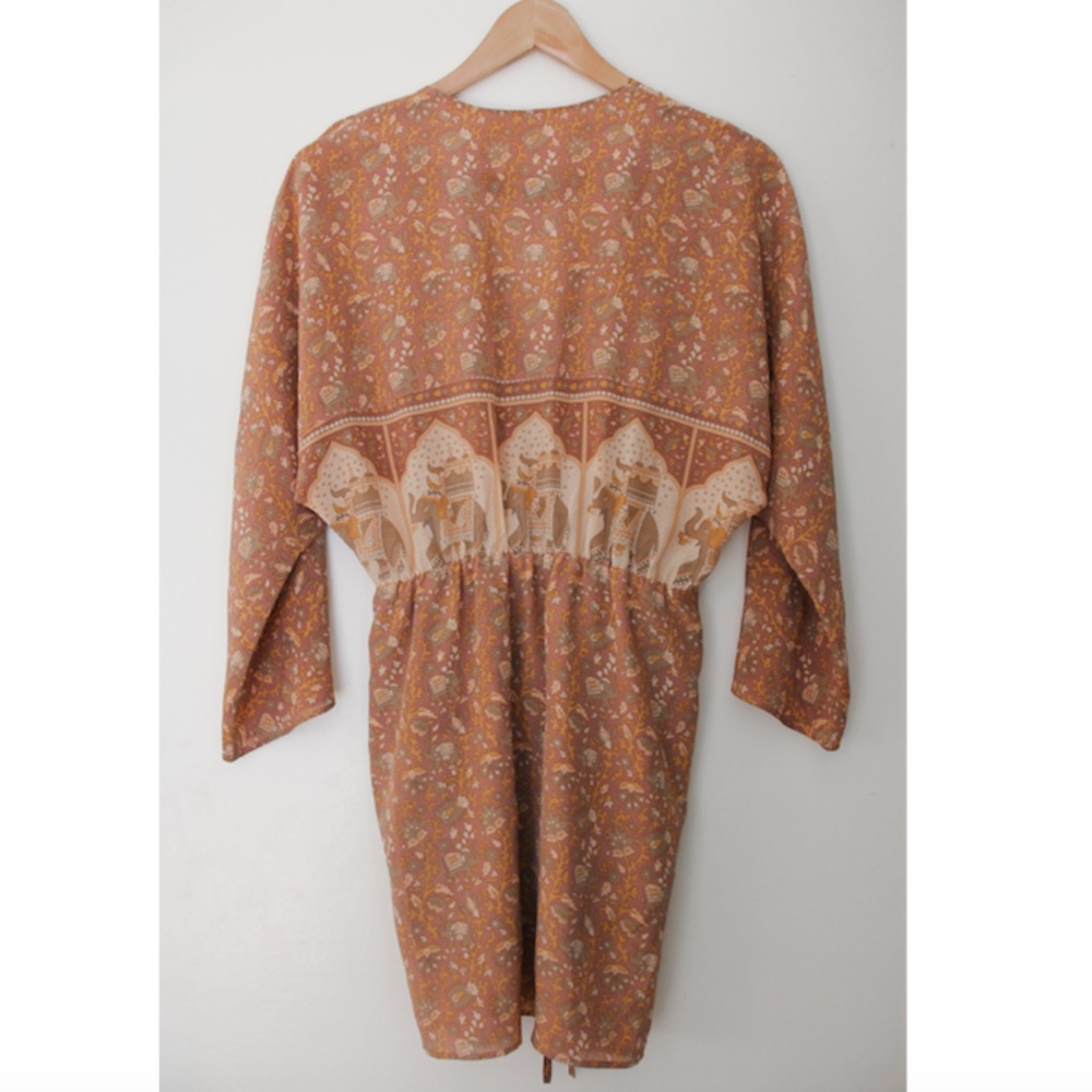 SOLD. Winter Kate Jaya Vintage Silk Elephant Print Mini Dress - Picture 7 of 7